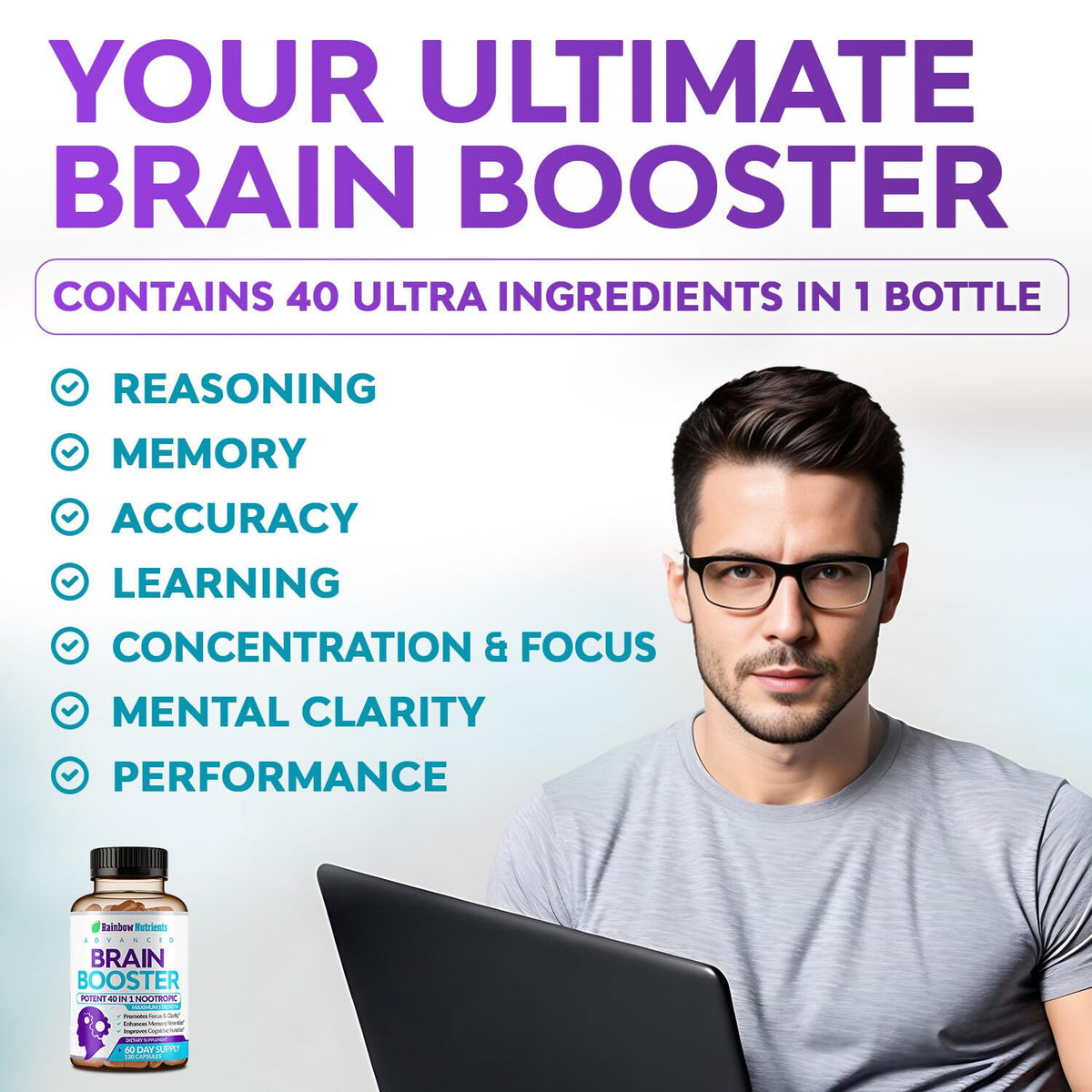 120 V Capsules Brain Support Supplement with DMAE R235