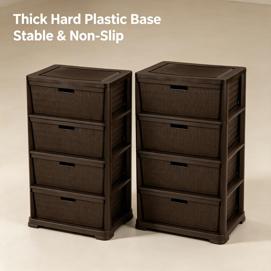 2 Pack Wide 4 Drawer Plastic Storage Tower E4905