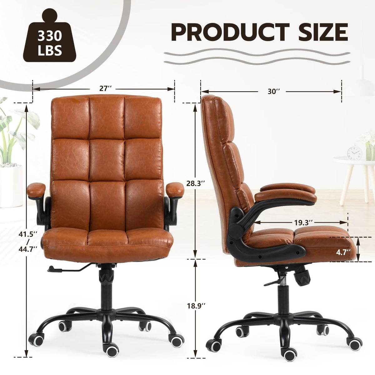 Executive Office Chair, PU Leather Ergonomic Desk Chair W403