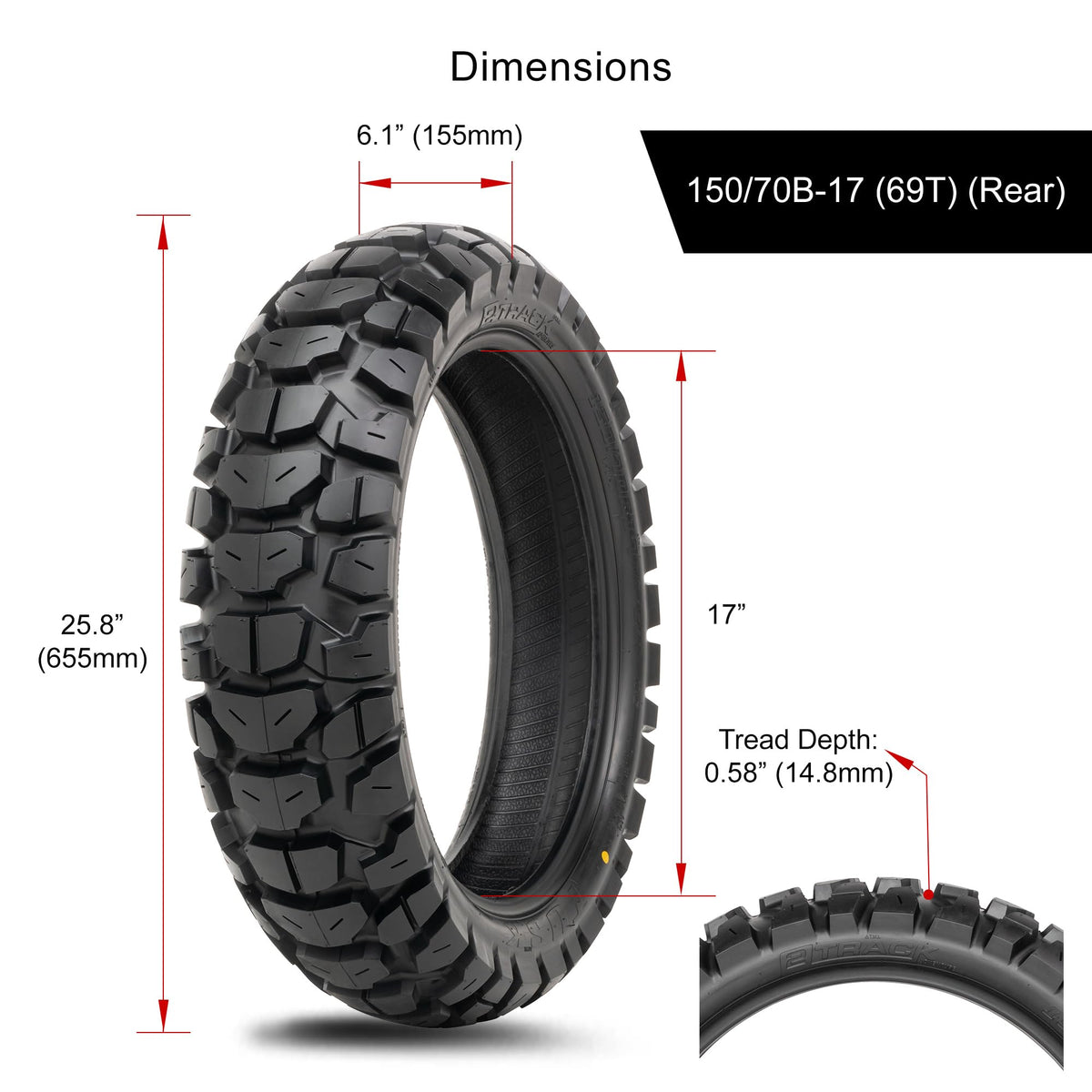 150/70B-17 Adventure Motorcycle Tire O970930