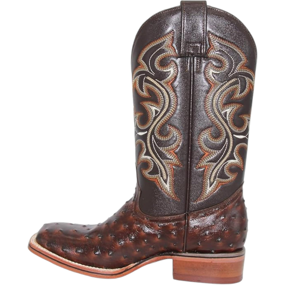 Brown Ostrich Print Leather Cowboy Boots R848