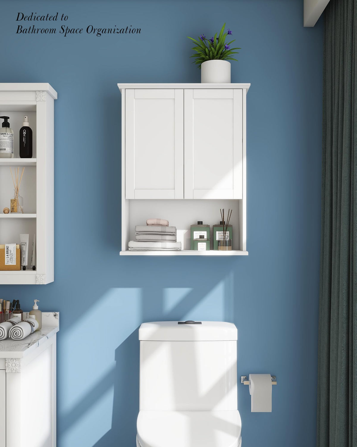 White Wall Mount Bathroom Cabinet with Adjustable Shelves C789710