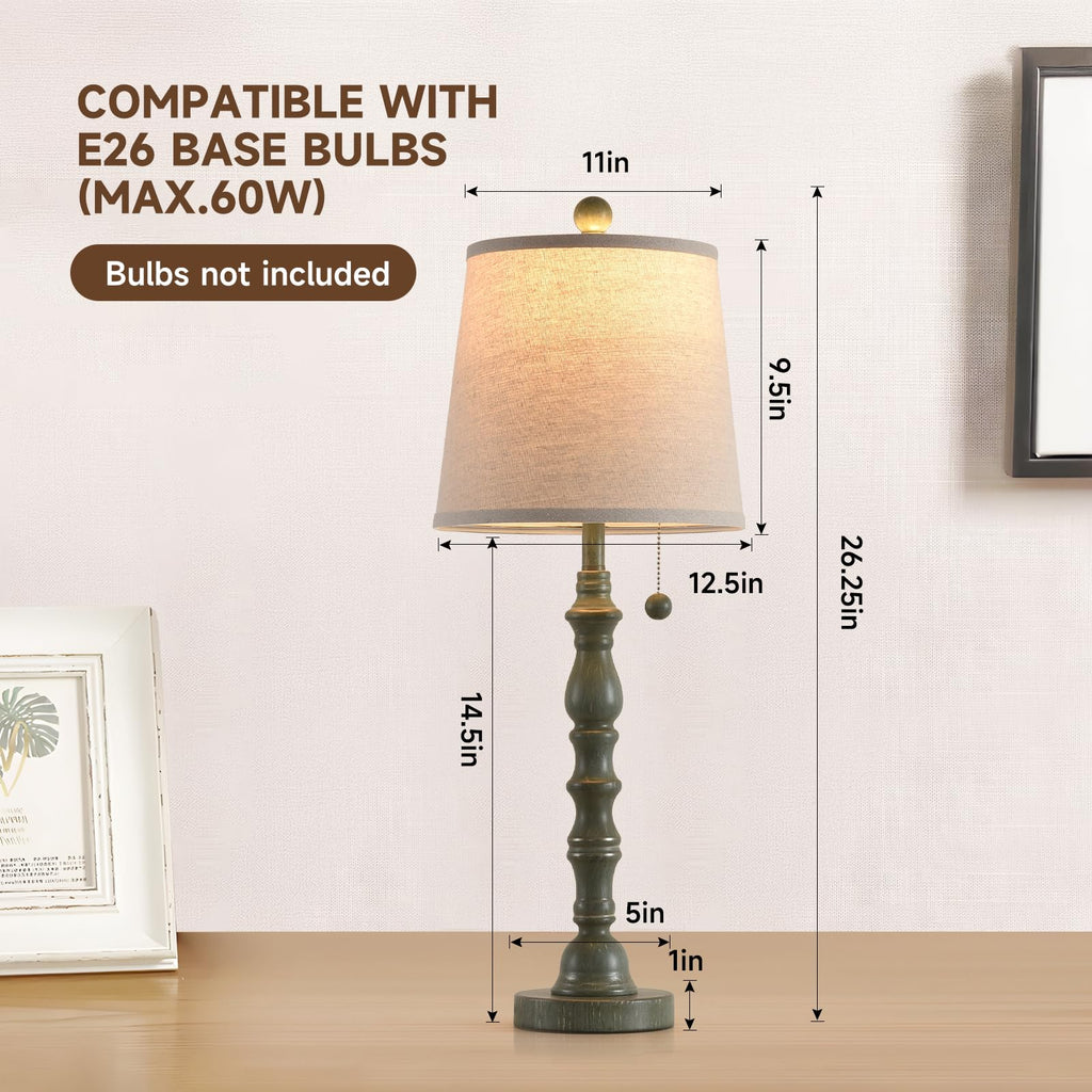 Set of 2 Turquoise Table Lamp with Fabric Lamp Shade D173