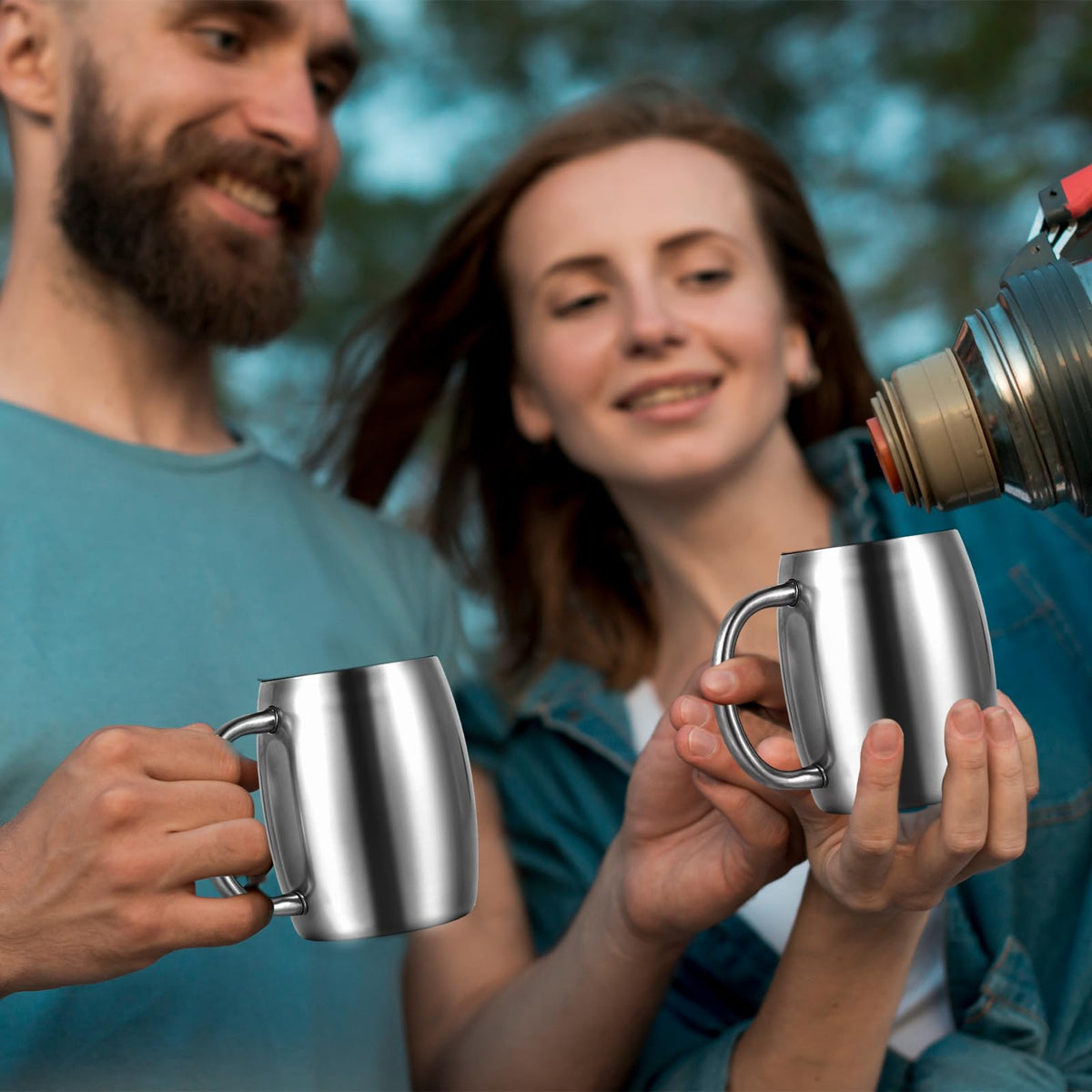 3 Pack 14 oz Insulated Stainless Steel Coffee Mug with Lid and Handle W67516