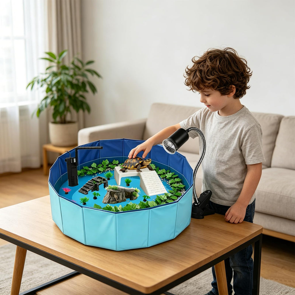 22.8 inch Turtle Tank Habitat Kit with Basking Platform E998