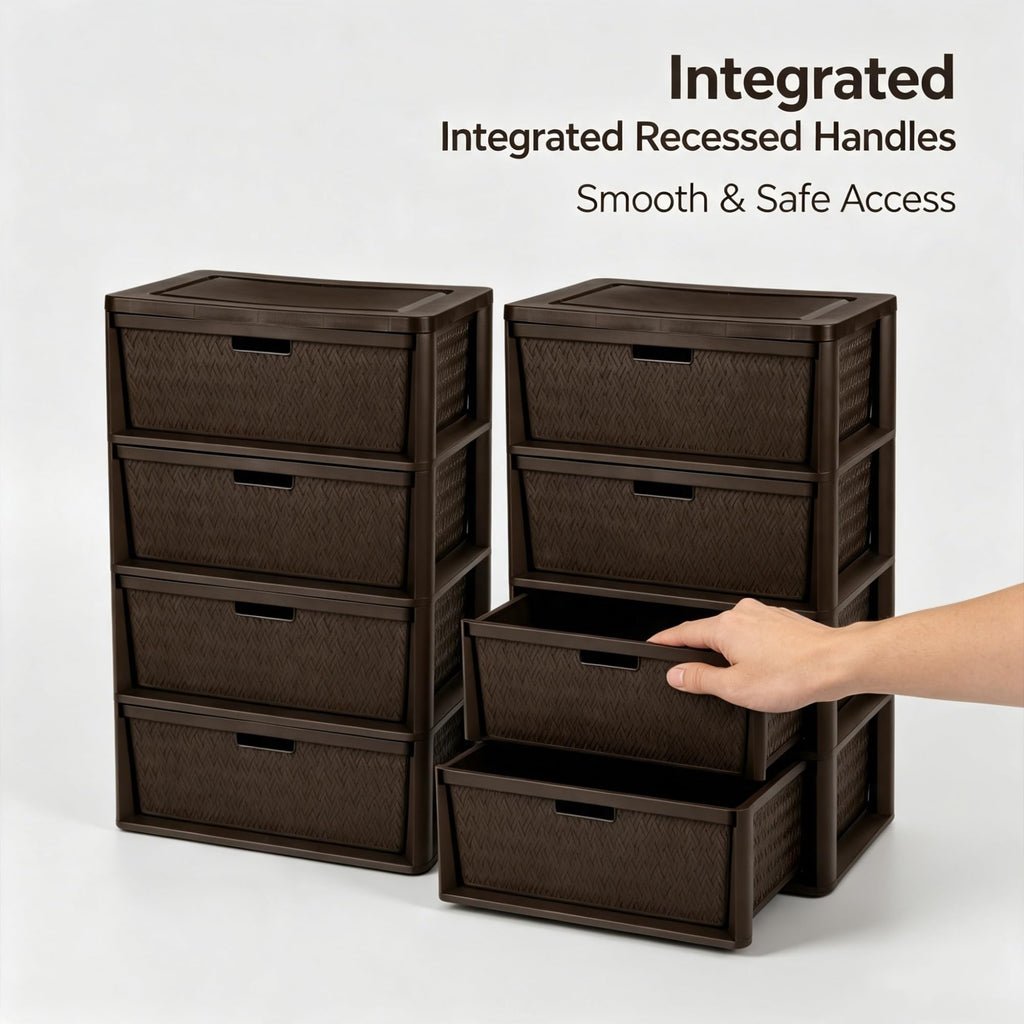 2 Pack Wide 4 Drawer Plastic Storage Tower E4905