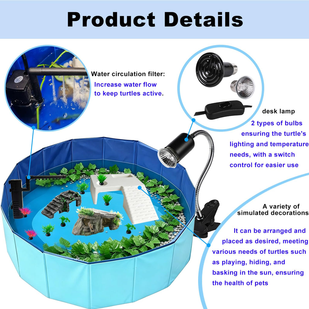 22.8 inch Turtle Tank Habitat Kit with Basking Platform E998