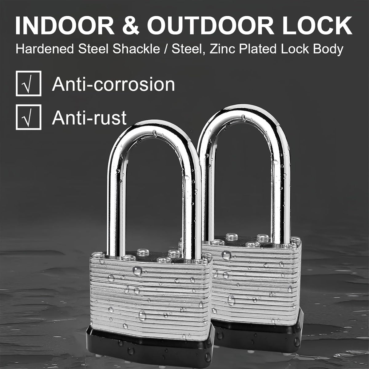 4 Pack Heavy Duty Laminated Padlocks with Same Key Q4472