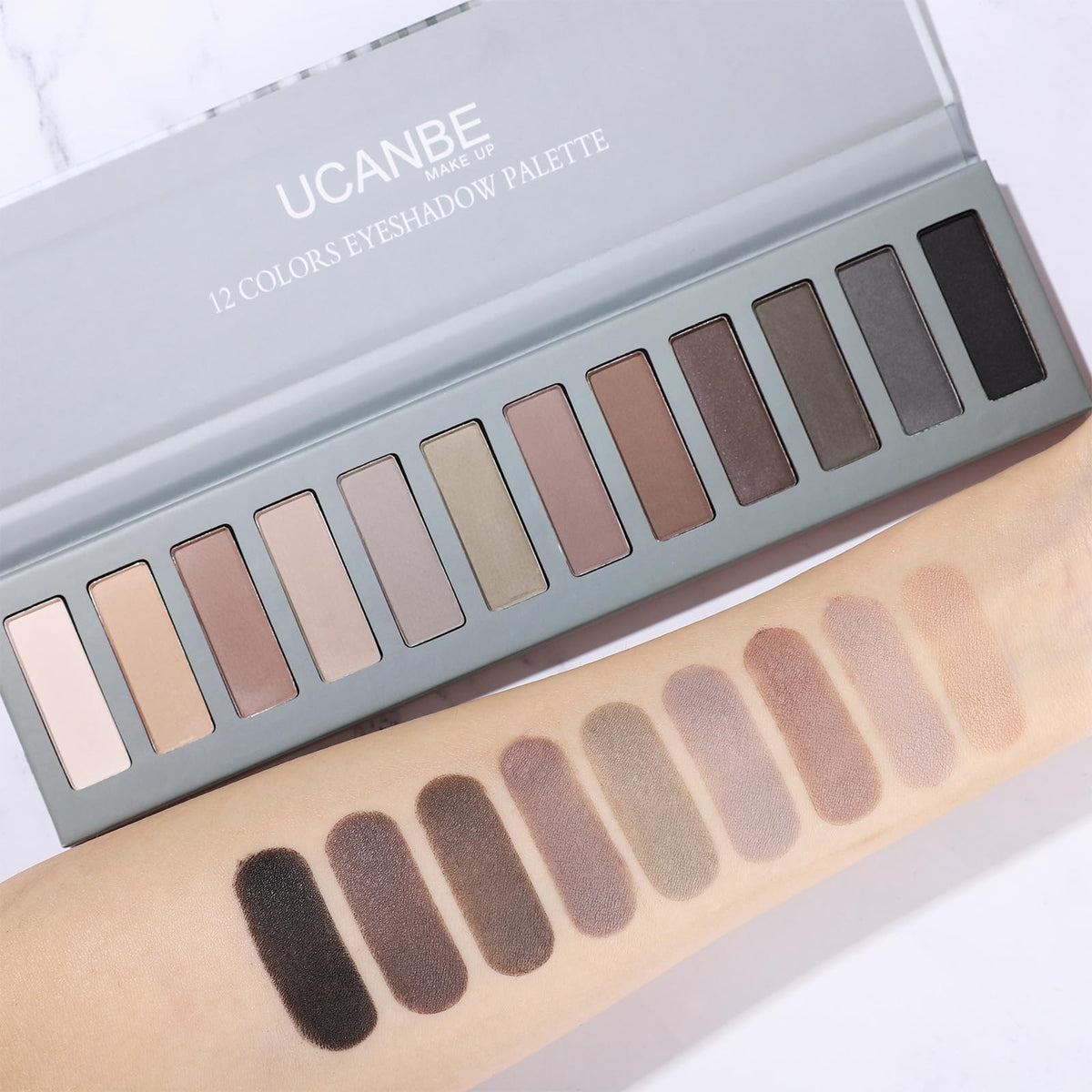 12 Color Neutral Matte Shimmer Eyeshadow Palette with Brush D98142