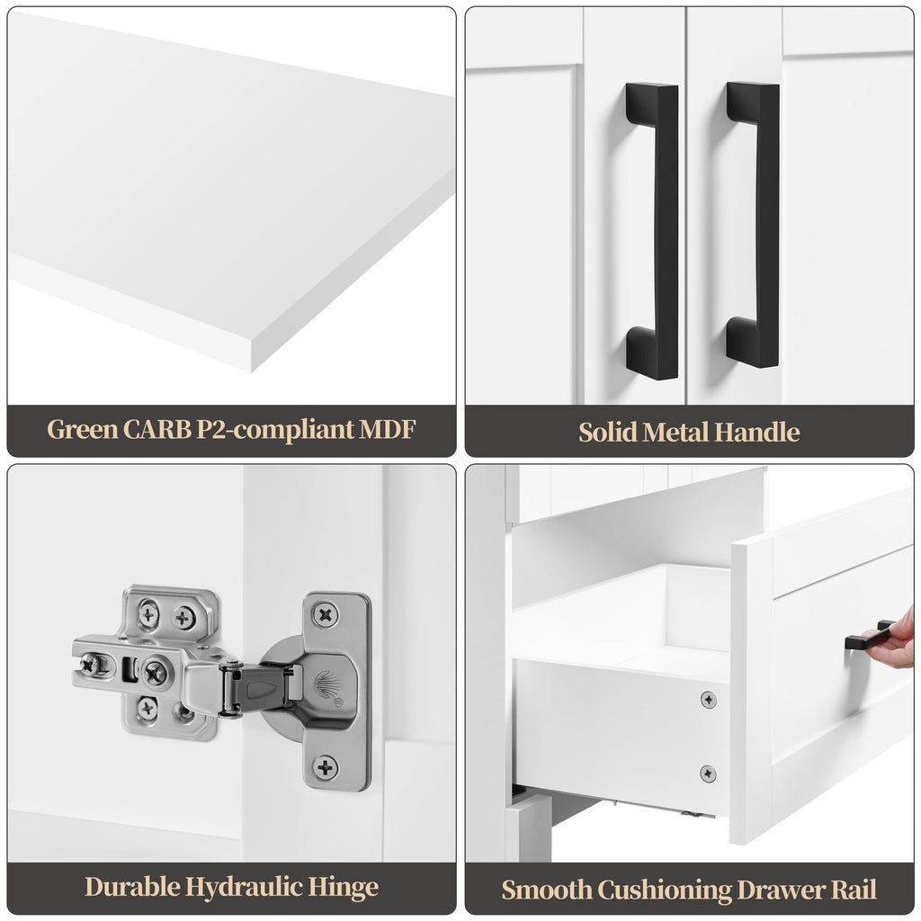 24" White Bathroom Vanity with Sink S8980