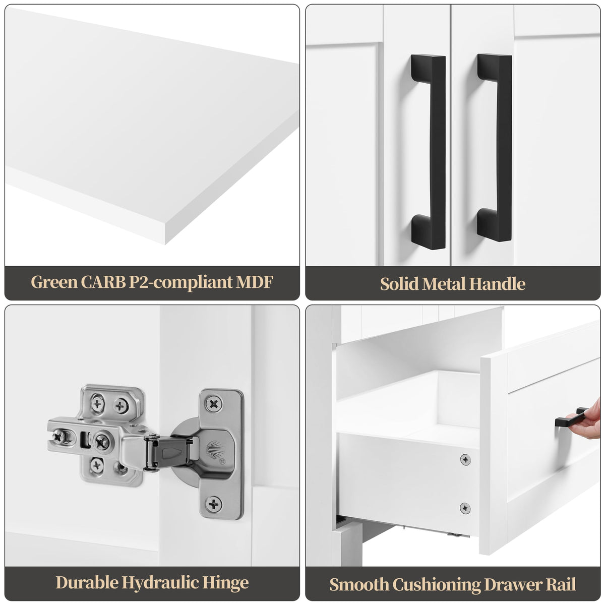 24" White Bathroom Vanity with Sink S8980