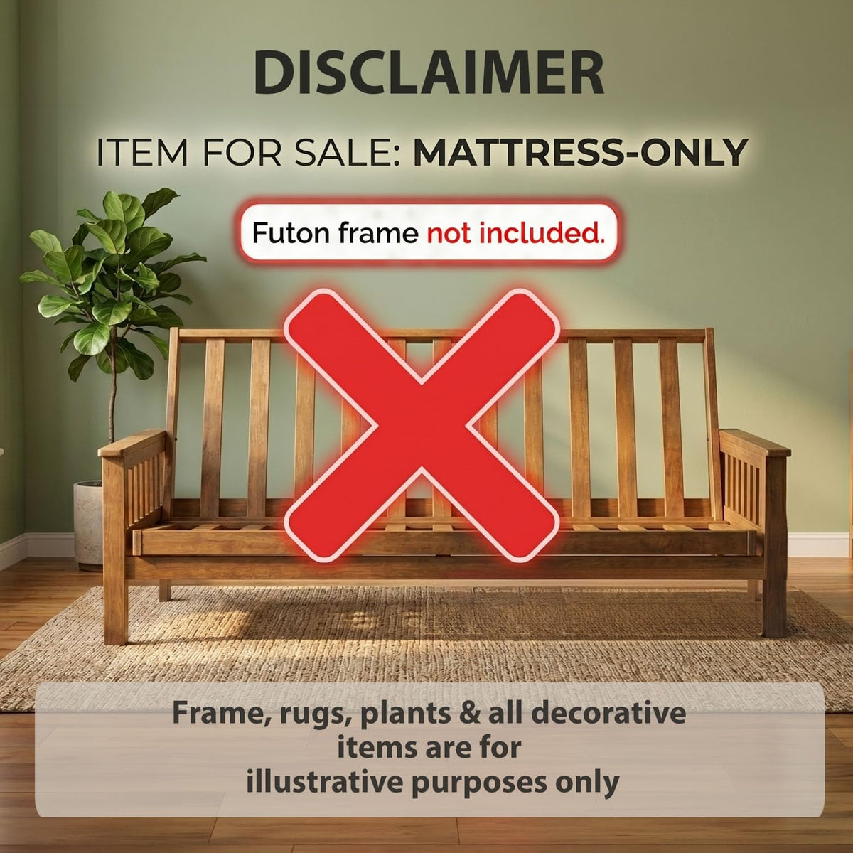 6-Inch Memory Foam Futon Mattress with Removable Cover U618