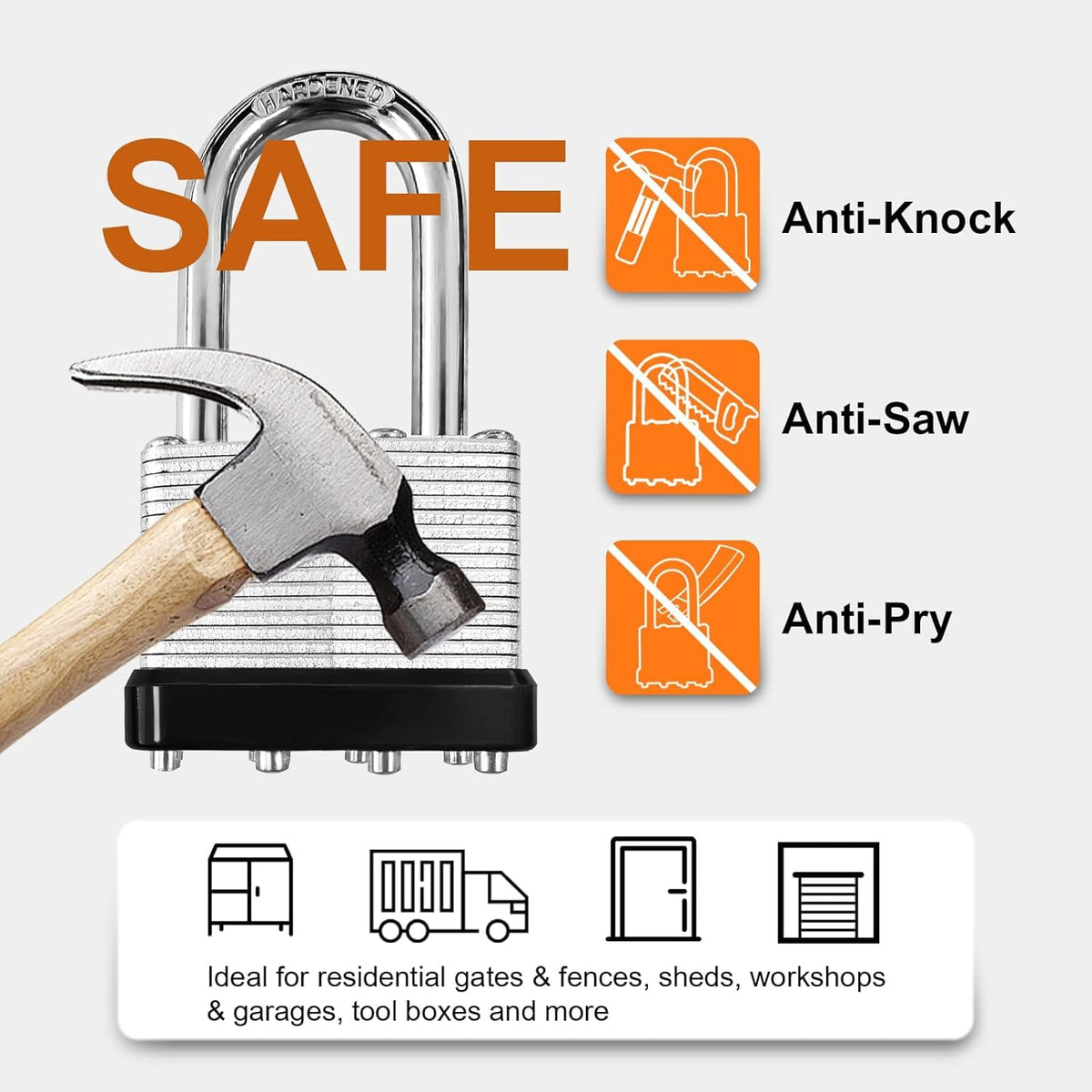 4 Pack Heavy Duty Laminated Padlocks with Same Key Q4472
