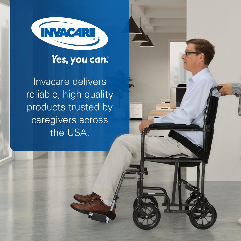 Compact Lightweight Steel Transport Wheelchair with 19in Seat W9130