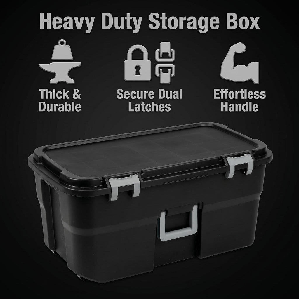 22 Gallon Black Wheeled Plastic Storage Trunk F213015