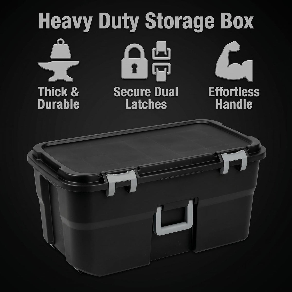22 Gallon Black Wheeled Plastic Storage Trunk F213015