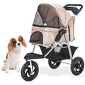 3-Wheel Dog Stroller with Storage Basket and Cup Holders, Tan P664695
