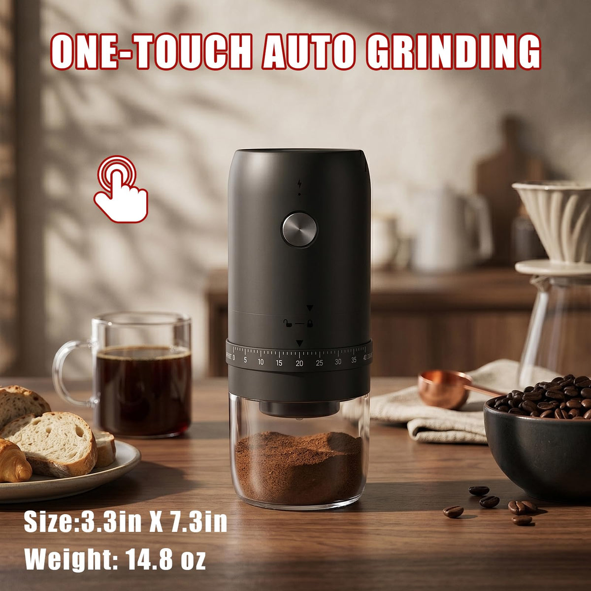 Electric Coffee Grinder with Conical Ceramic Burr T28398