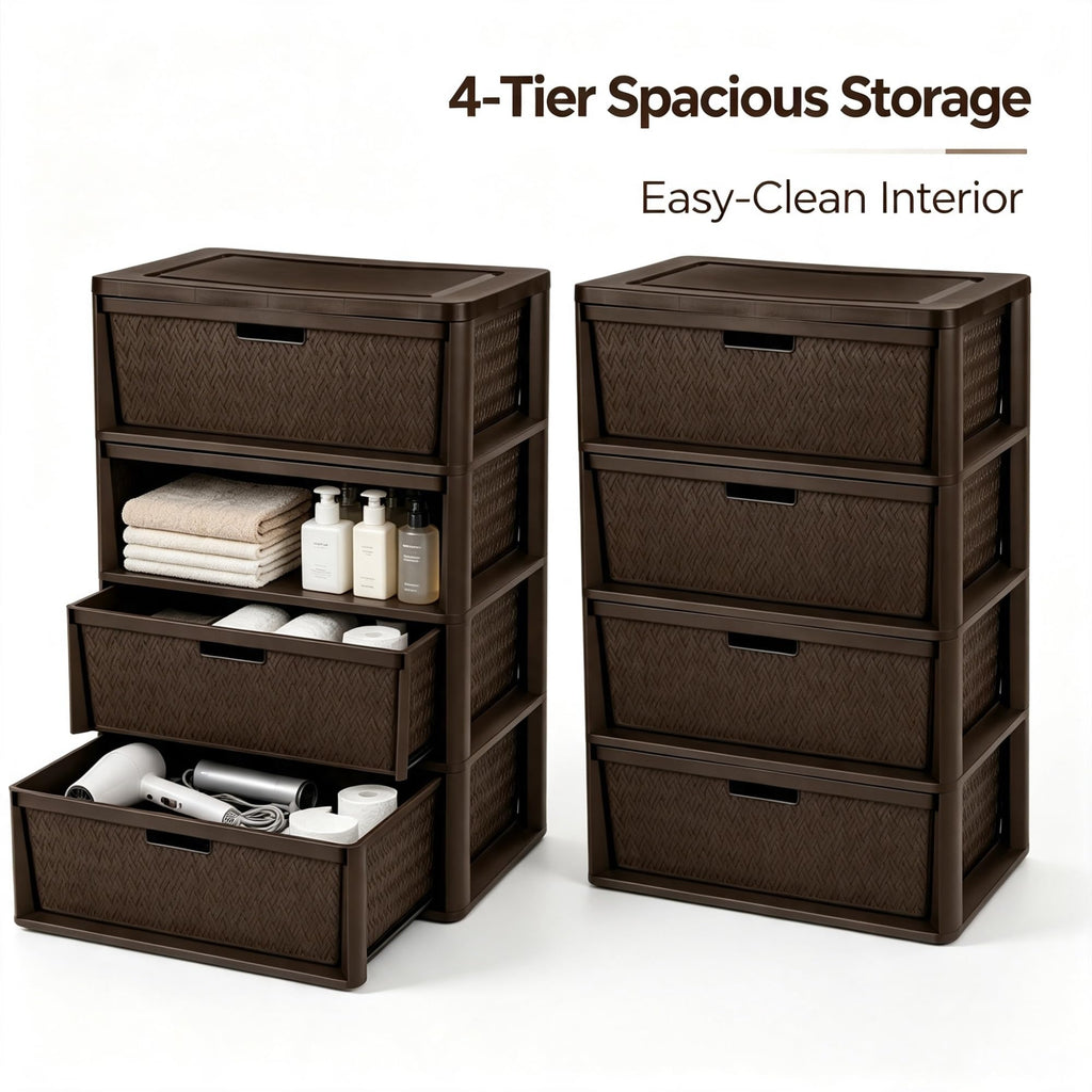 2 Pack Wide 4 Drawer Plastic Storage Tower E4905