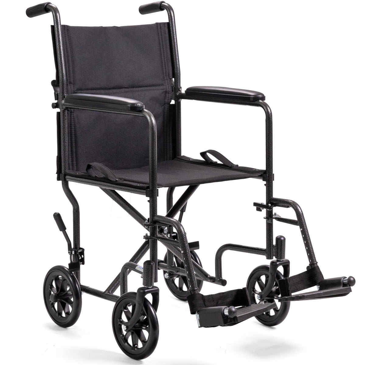 Compact Lightweight Steel Transport Wheelchair with 19in Seat W9130