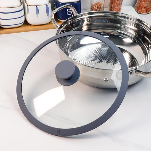 10.5" Round Tempered Glass Lid with Silicone Rim C4021