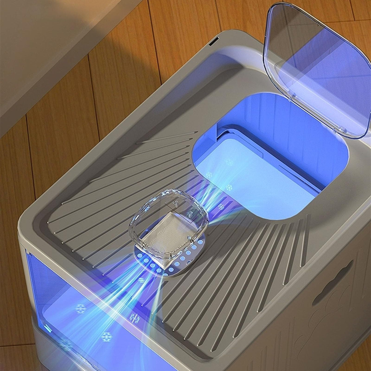 Cat Litter Box with Scoop, Large Top Entry Anti-Splashing with Lid C380