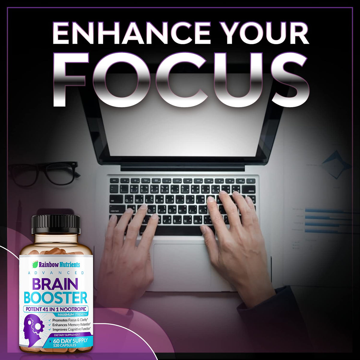 120 V Capsules Brain Support Supplement with DMAE R235