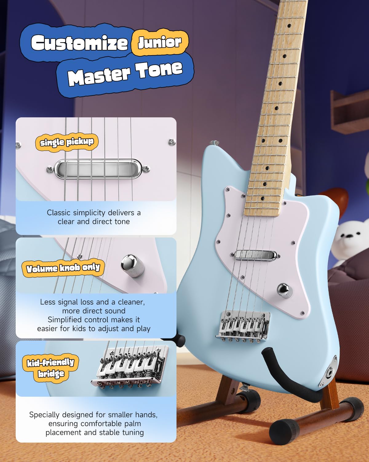 30 Inch Kids Electric Guitar Beginner Kit Blue O485351