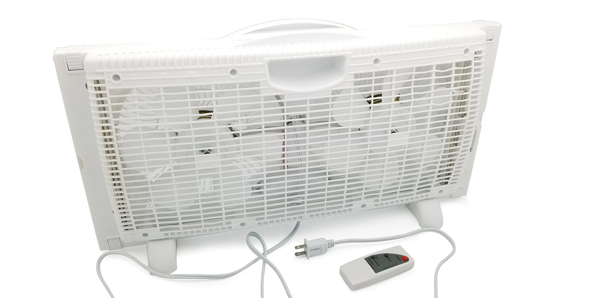 9" Twin Window Fan 3 Speed with Remote Control, White Z322129