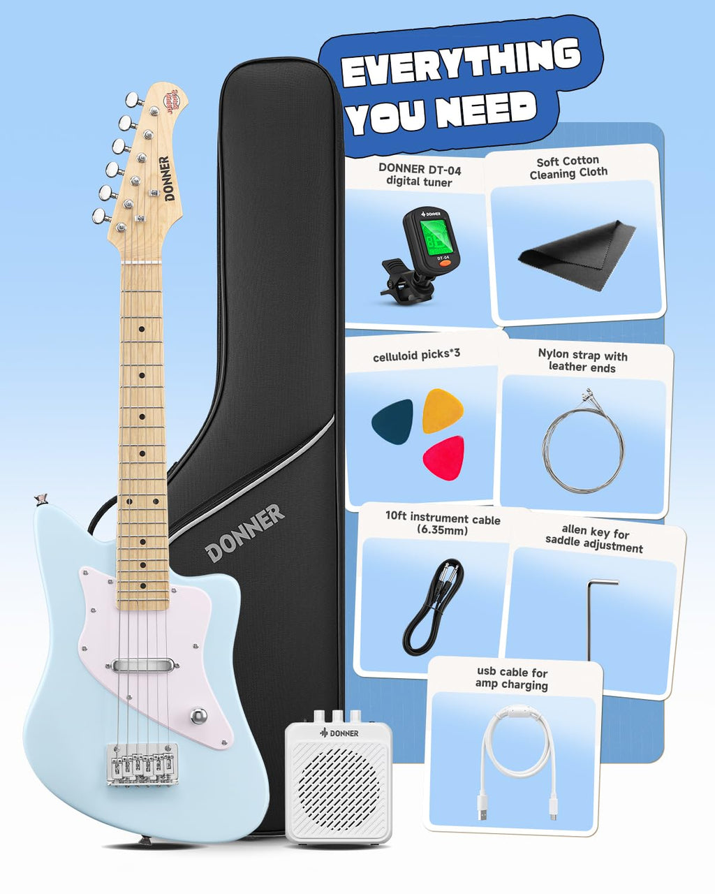 30 Inch Kids Electric Guitar Beginner Kit Blue O485351