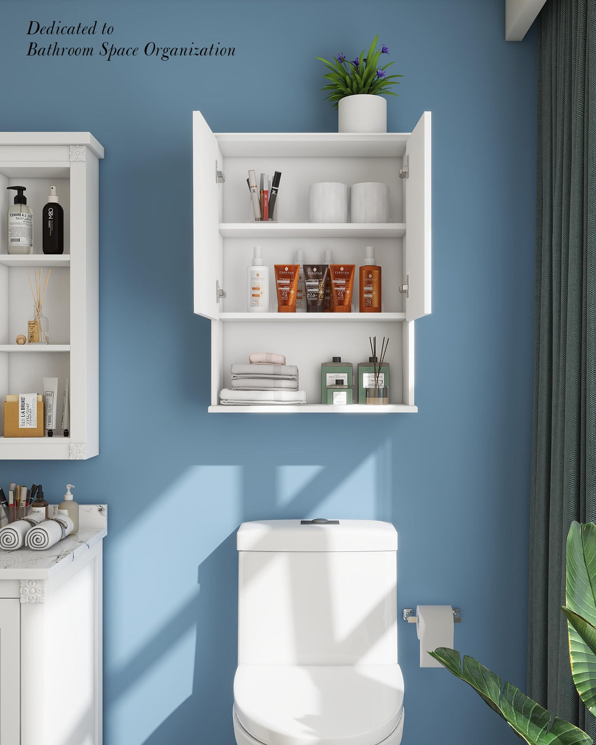 White Wall Mount Bathroom Cabinet with Adjustable Shelves C789710