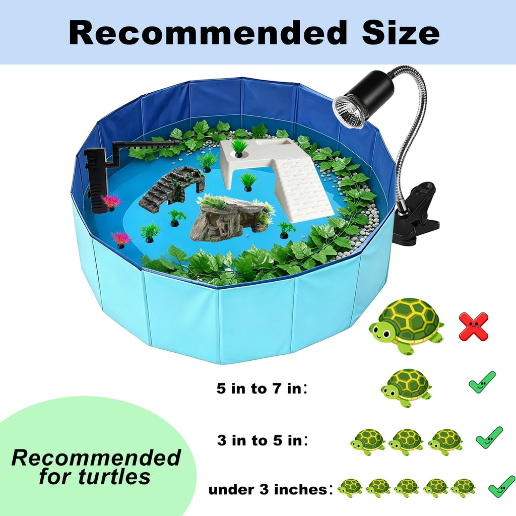 22.8 inch Turtle Tank Habitat Kit with Basking Platform E998
