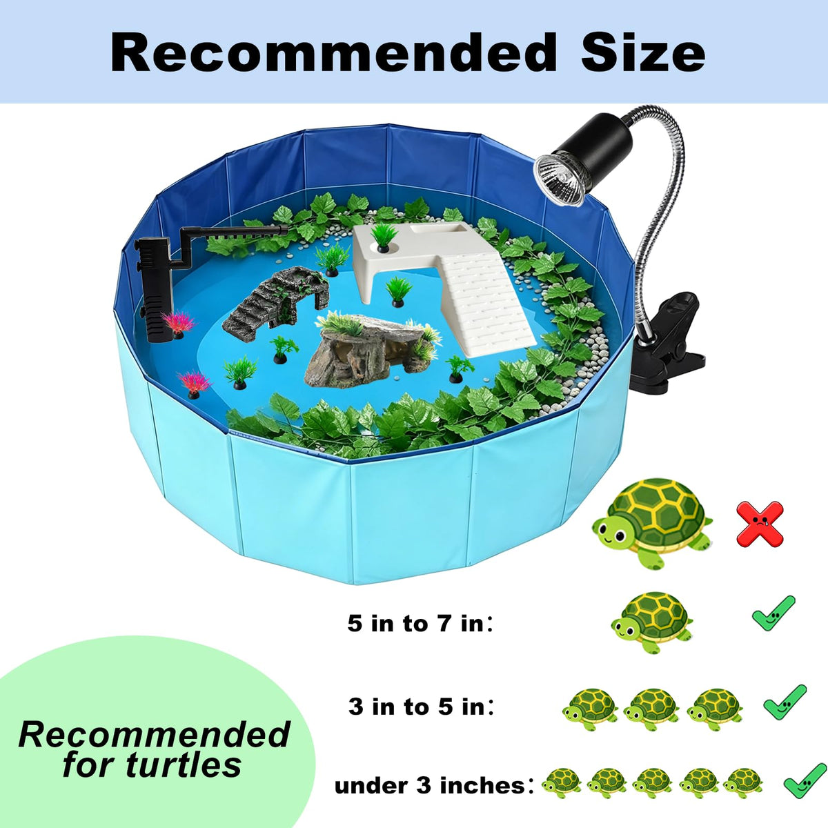 22.8 inch Turtle Tank Habitat Kit with Basking Platform E998