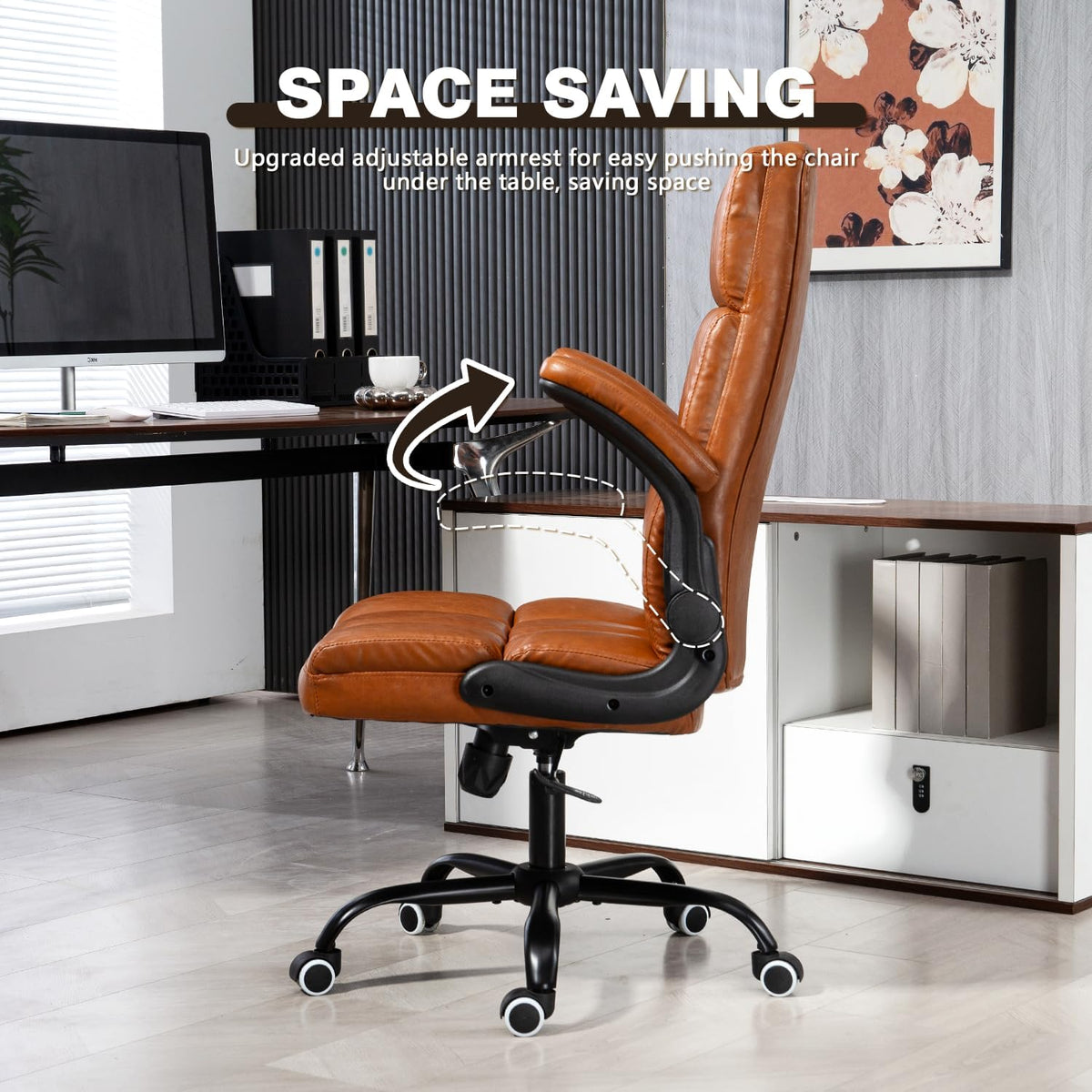 Executive Office Chair, PU Leather Ergonomic Desk Chair W403
