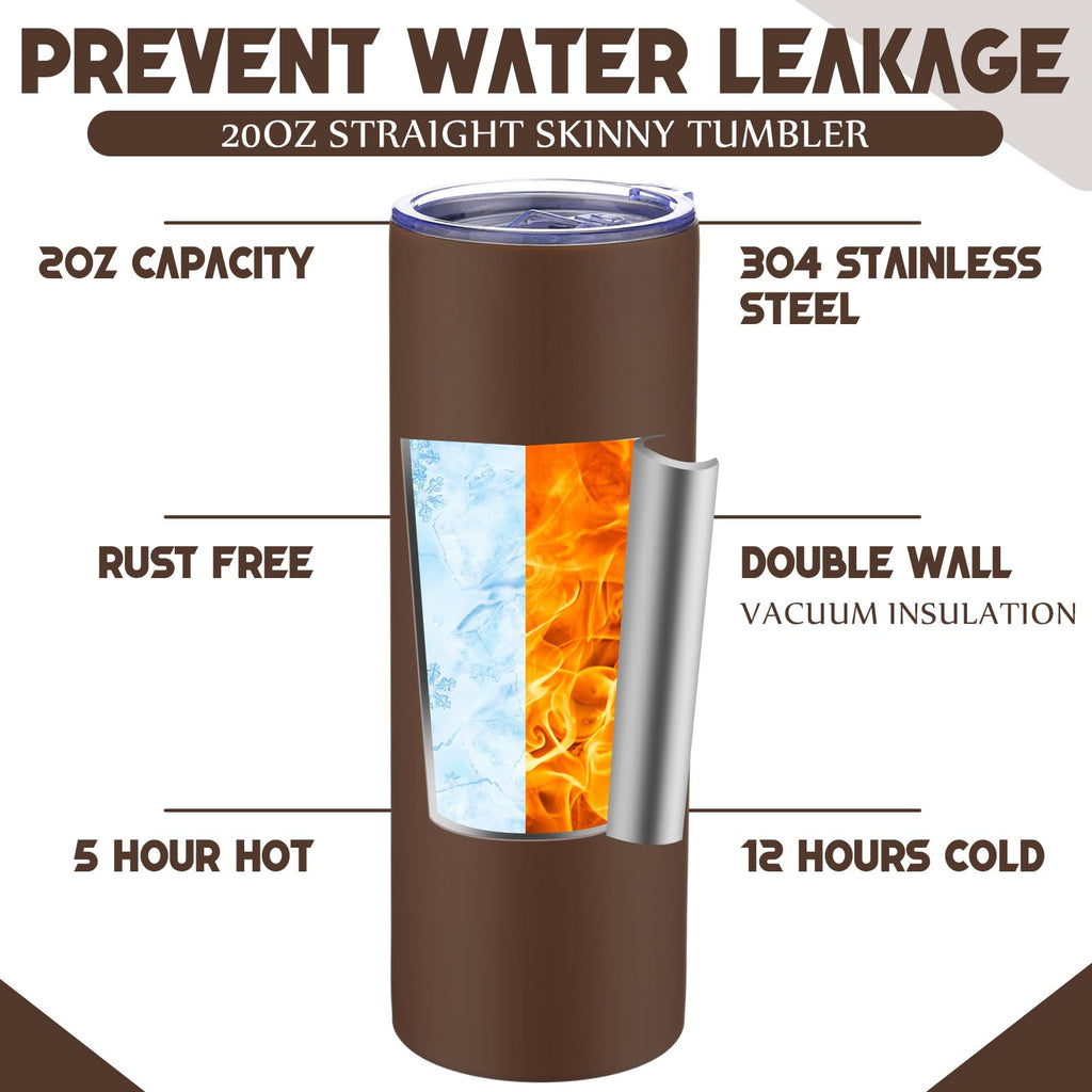 8 Pcs 20oz Insulated Stainless Steel Tumbler with Lid and Straw D4551