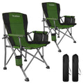 2 Pack Green Folding Camping Chair with Cup Holder and Storage Bag B964027