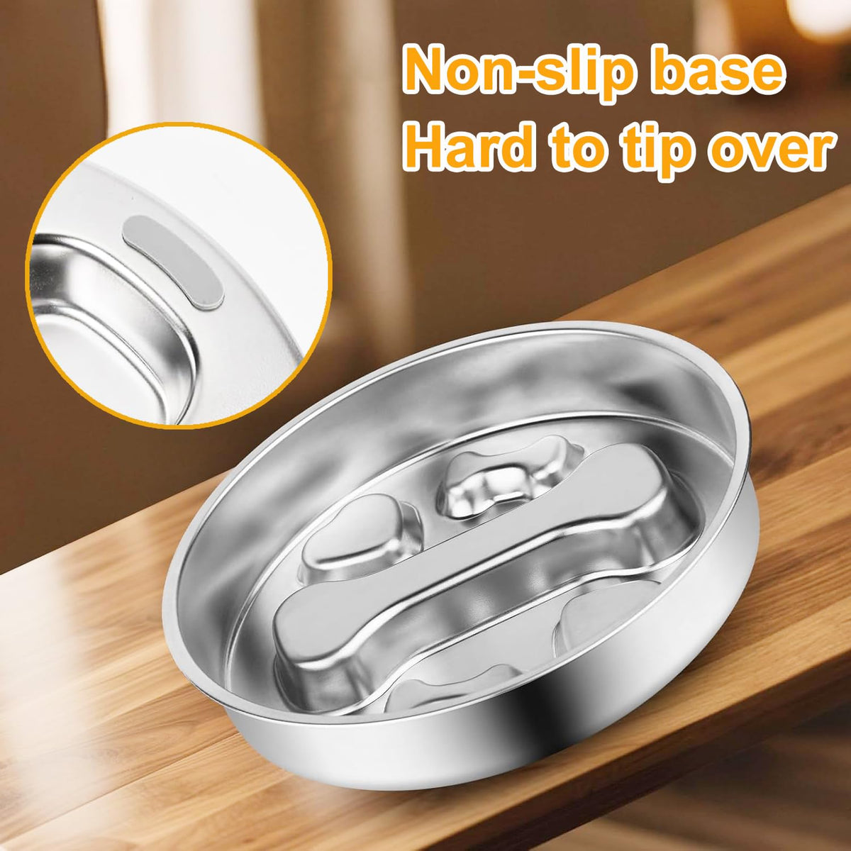 Stainless Steel Slow Feeder Dog Bowls, 2 Pcs Q852455