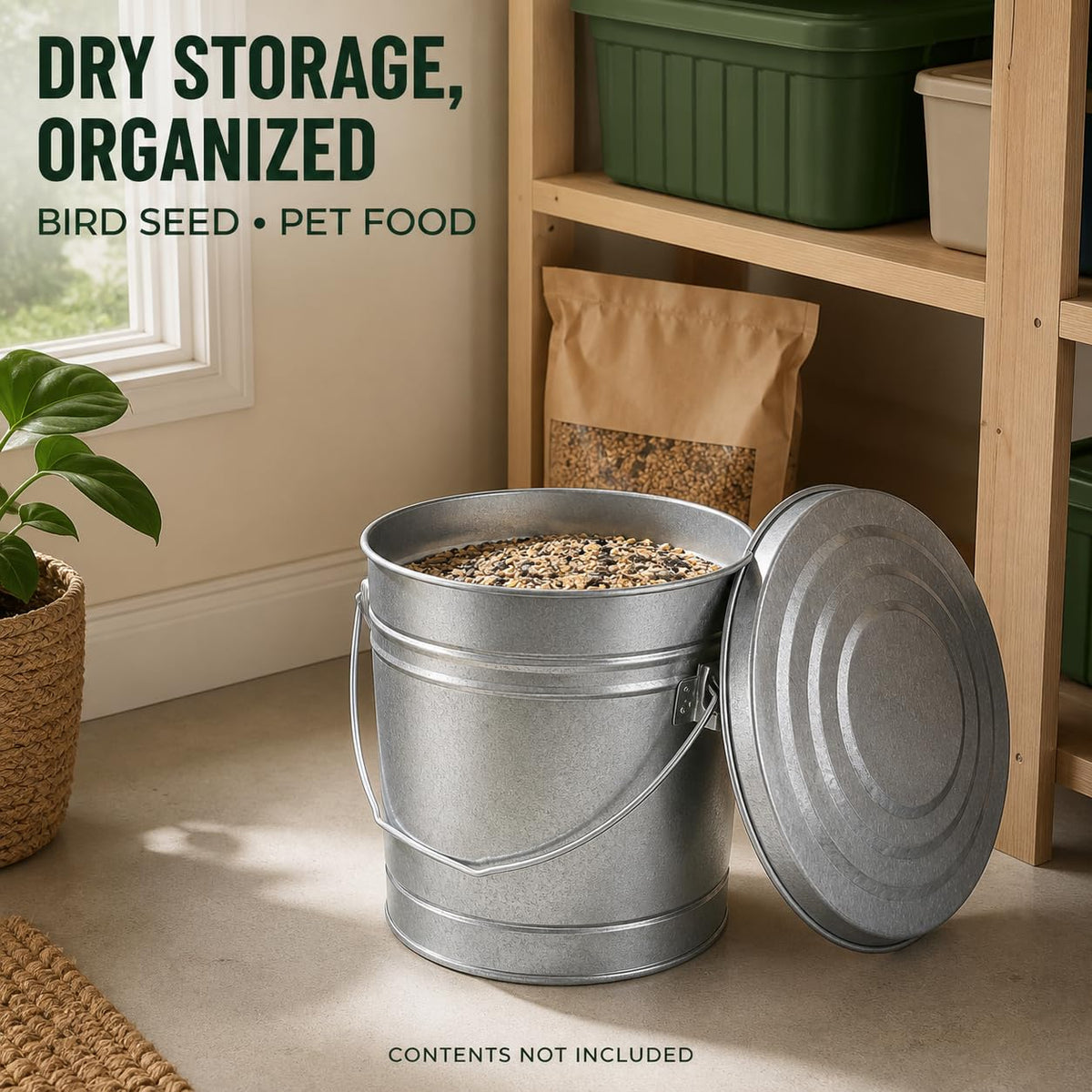 6 Gallon Galvanized Storage Can with Locking Lid N531