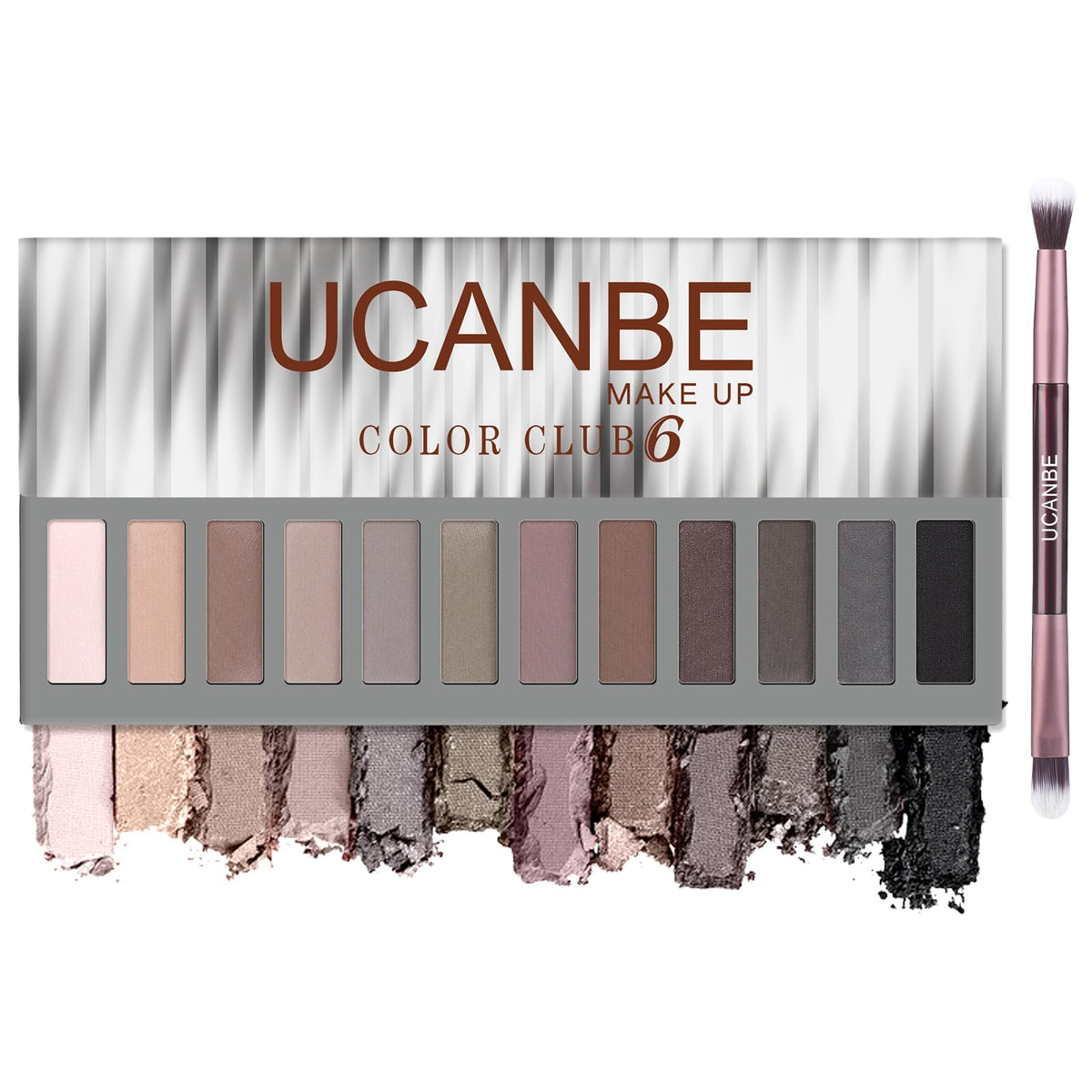 12 Color Neutral Matte Shimmer Eyeshadow Palette with Brush D98142