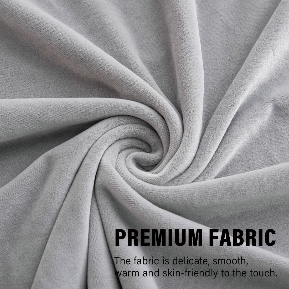 Light Gray Velvet Oversized Recliner Chair Cover V64867