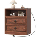 21.7" Wide Cherry Wood Nightstand with 2 Drawers J8797