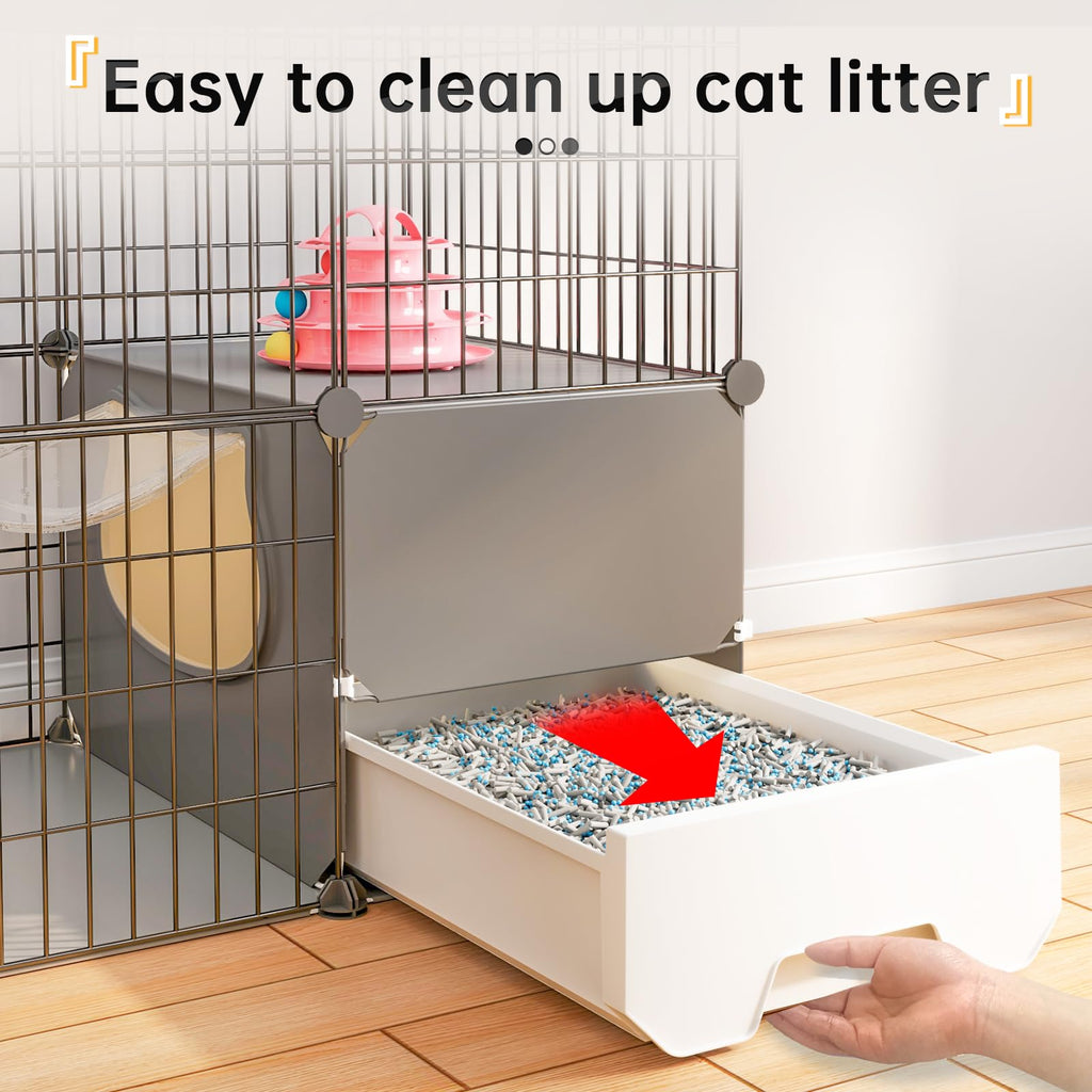 Large 4-Tier Cat Cage with Litter Box D986936