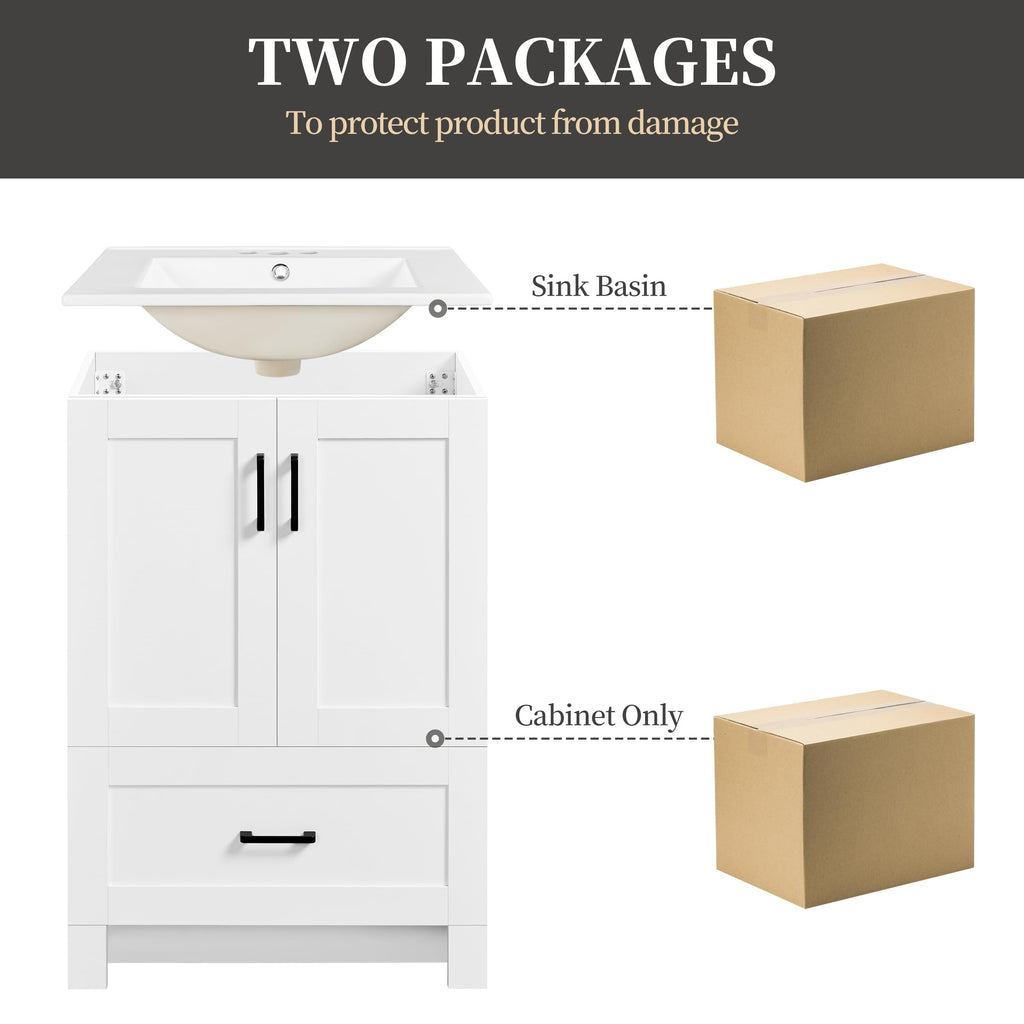 24" White Bathroom Vanity with Sink S8980