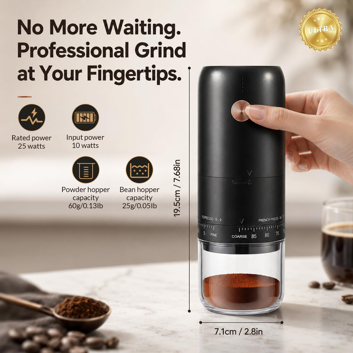 Portable Electric Burr Coffee Grinder H492