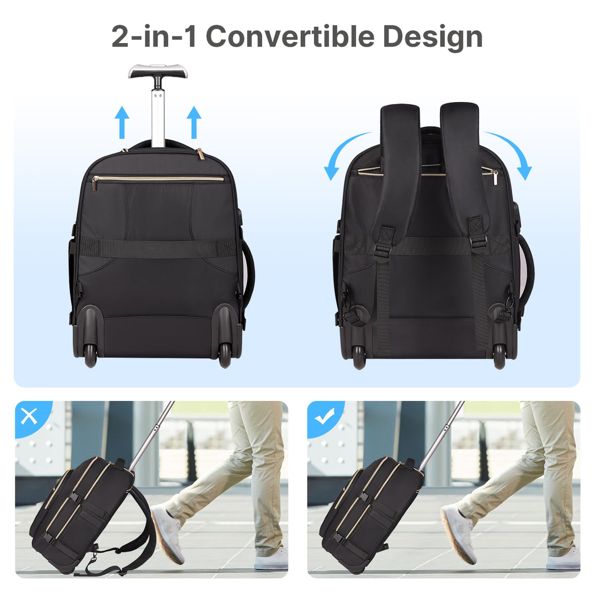 Rolling Backpack with Wheels Q243430