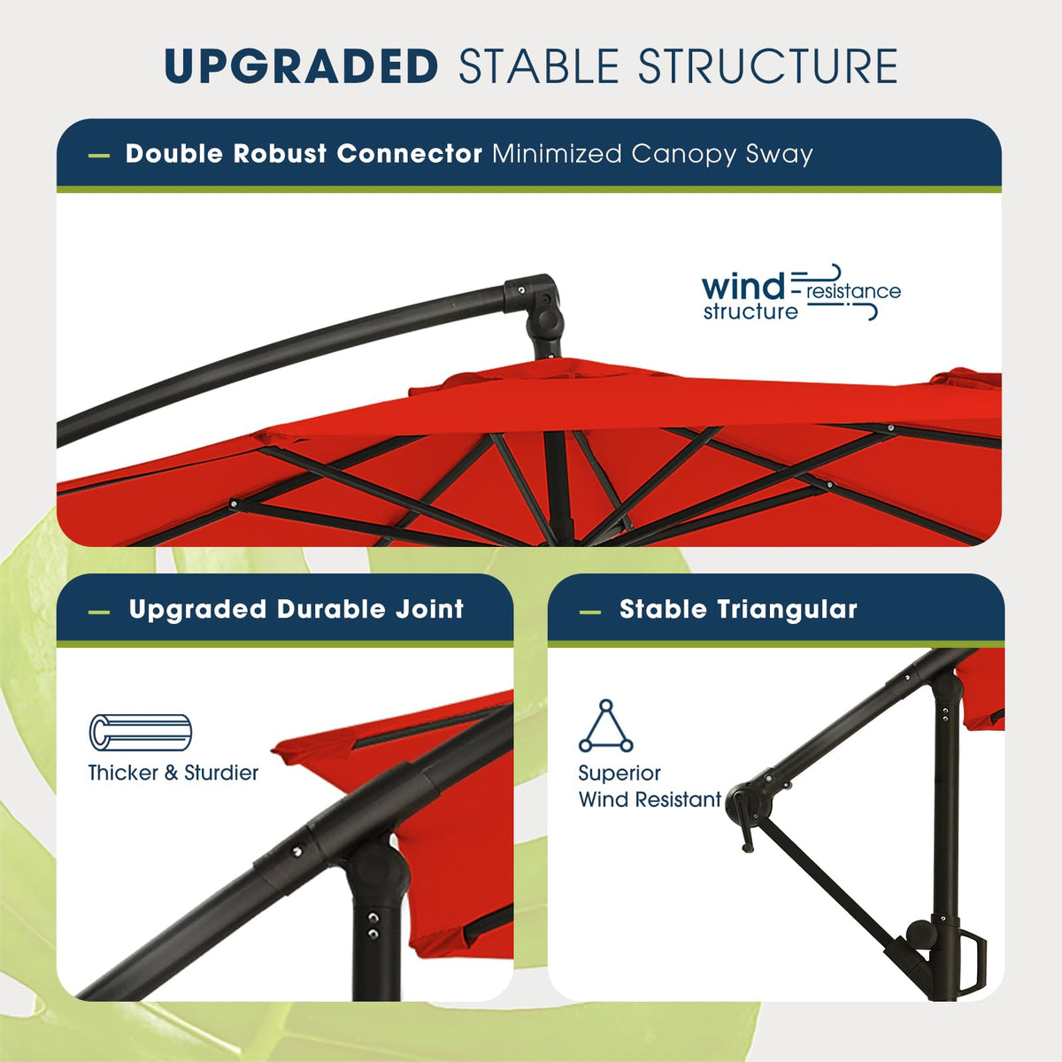 10ft Orange Red Offset Cantilever Patio Umbrella with Base B229