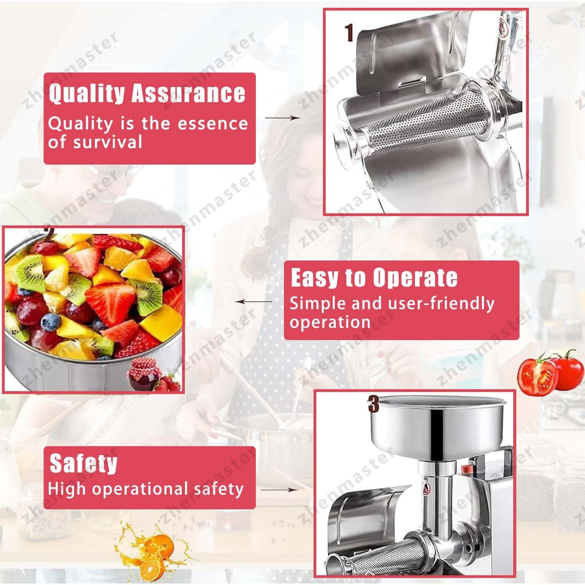 450W Stainless Steel Electric Tomato Strainer B344