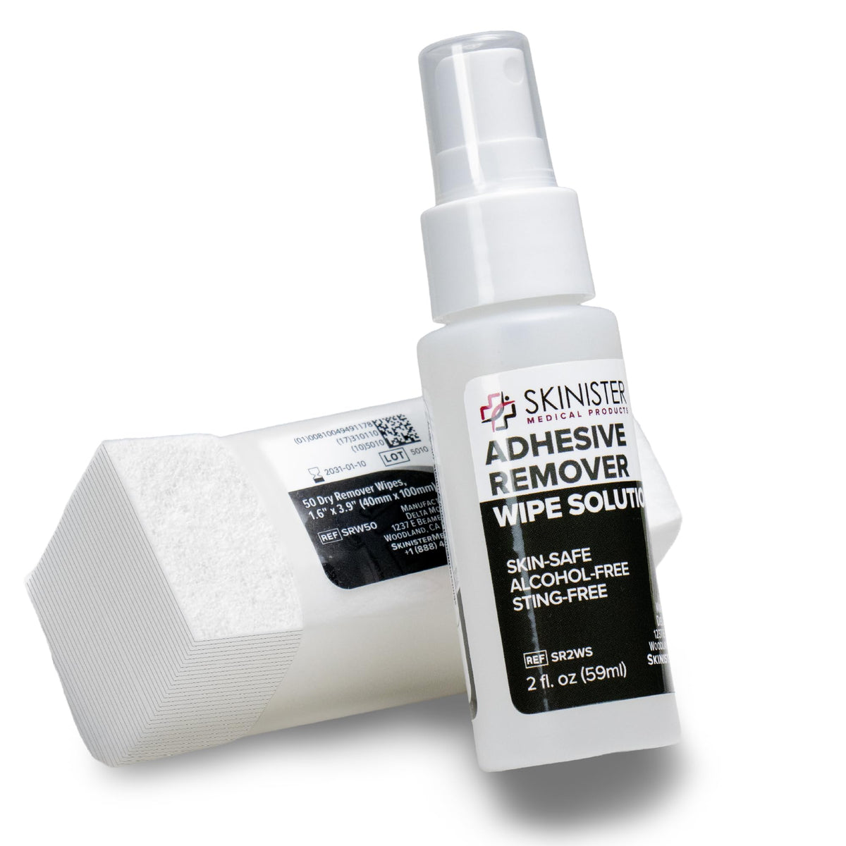Adhesive Remover Wipes 50 Dry Wipes + 2oz Spray Solution B806