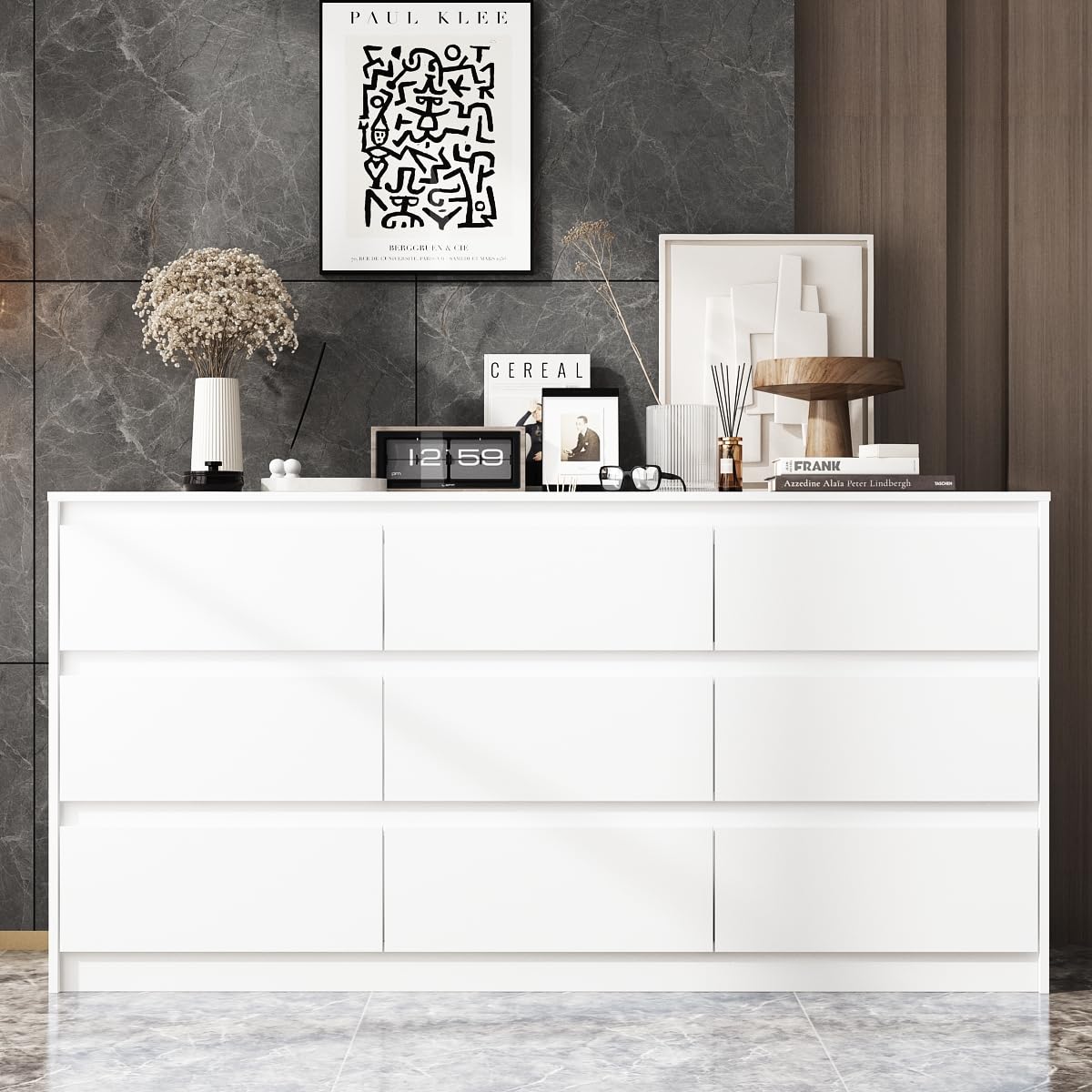 White 9 Drawer Wood Dresser W925280