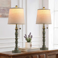 Set of 2 Turquoise Table Lamp with Fabric Lamp Shade D173